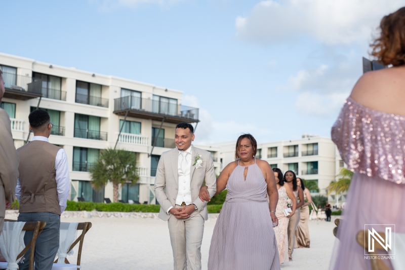 Groom walking down the isle