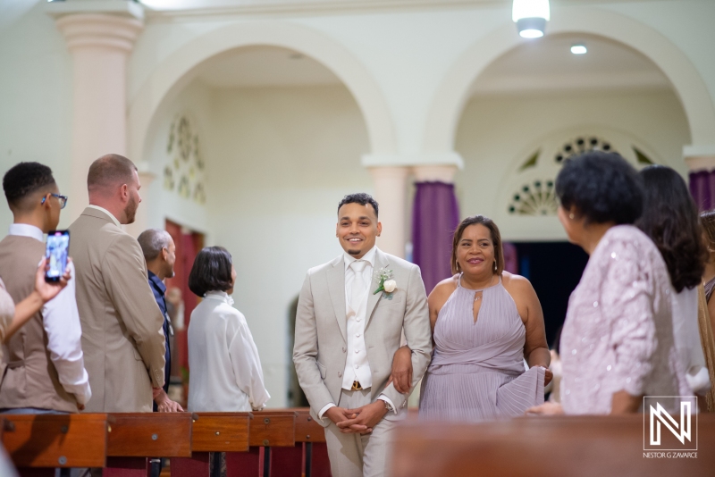 Groom walking down the isle