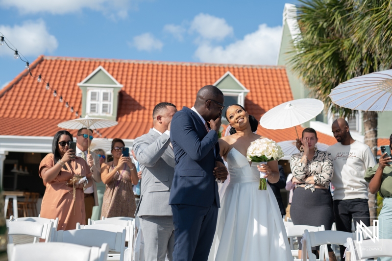 Bride and groom's first look