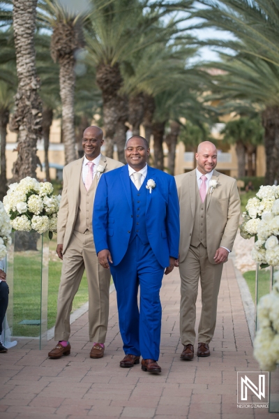 Groom walking down the isle