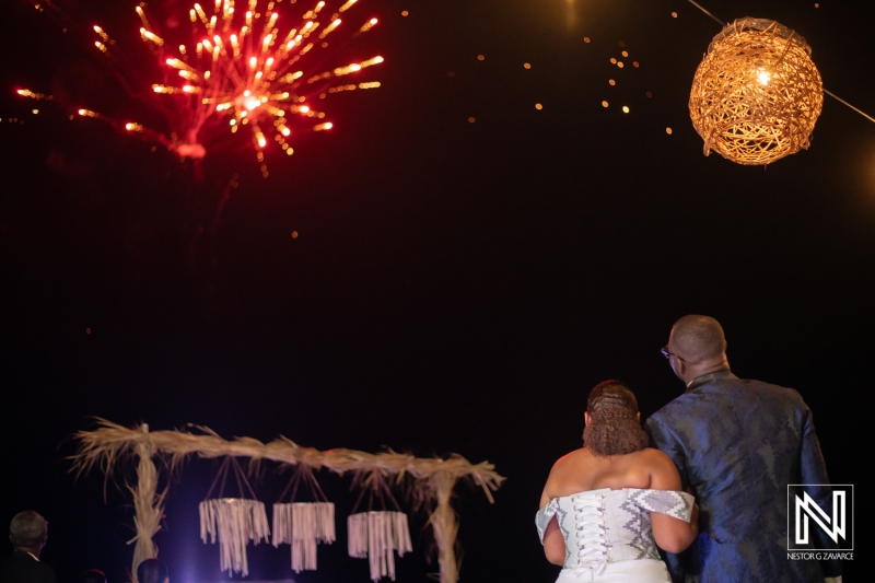 Wedding reception fireworks show