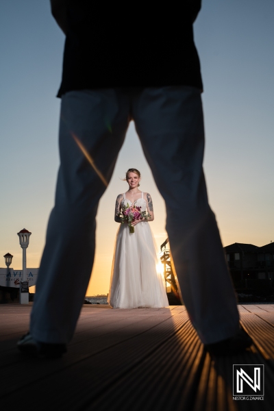 Bride and groom sunset photoshoot session at Avila Beach Hotel