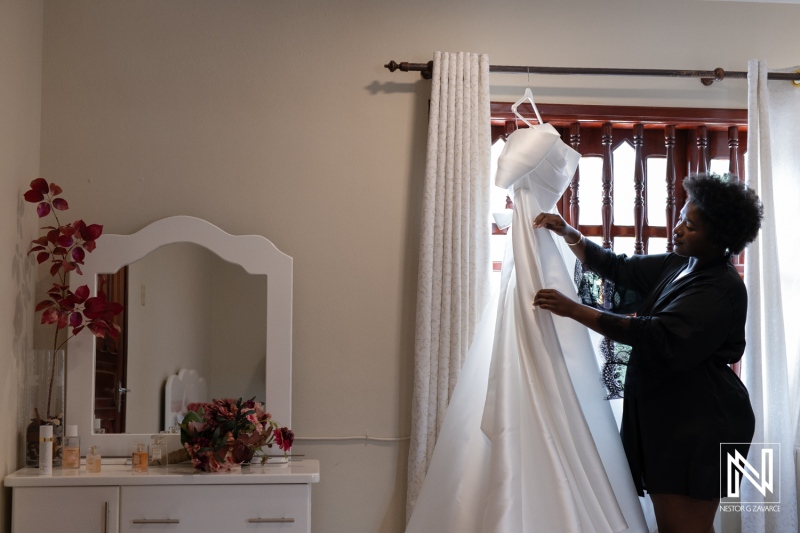 Bride with wedding dress