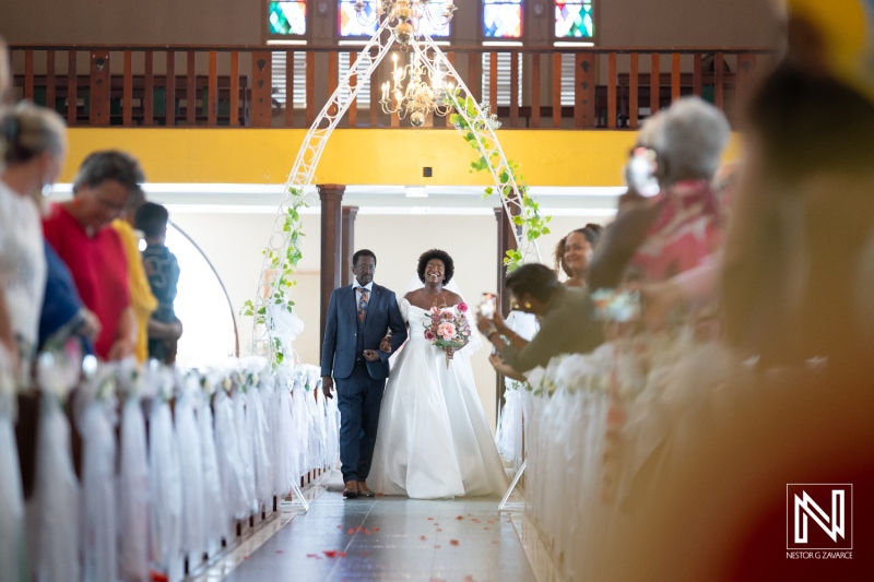 Bride walking down the aisle