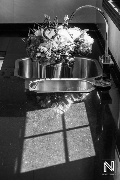 Bride bouquet into the window light