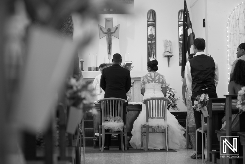 Bride and groom in the church ceremony