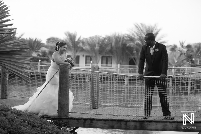 Bride and groom photoshoot on the pier
