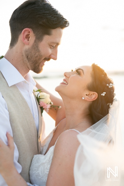 Bride and groom sunset photoshoot session