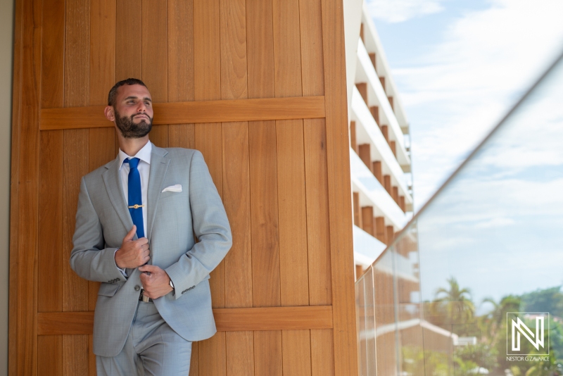 Groom at the balcony