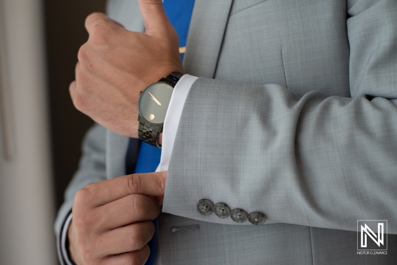 Groom getting ready