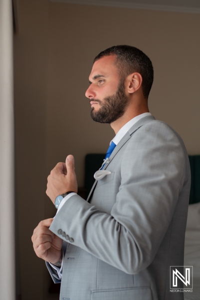 Groom getting ready