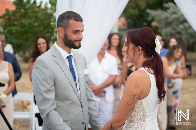Bride and groom first look