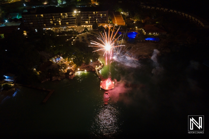 Firework show aerial shot
