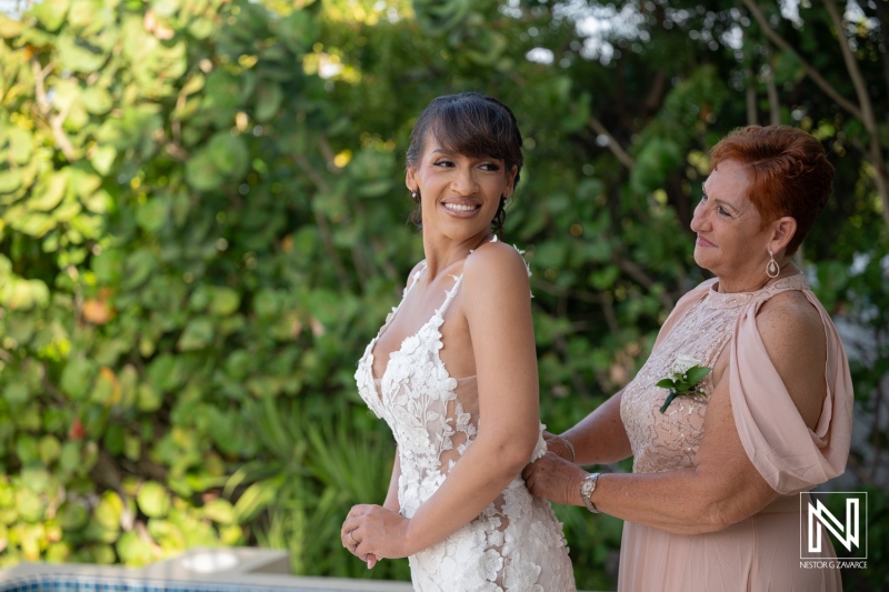 Wedding preparation at Playa Hunku in Curacao