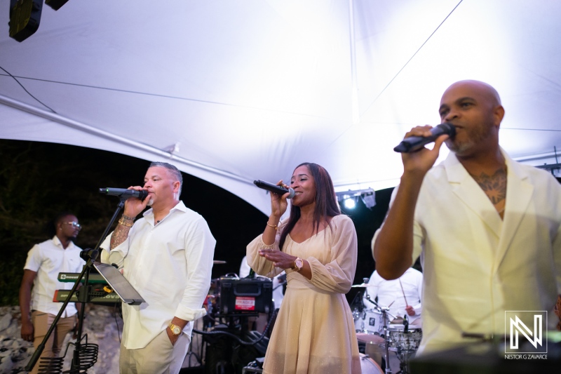 Live band performs at a wedding at Playa Hunku in Curacao during the evening