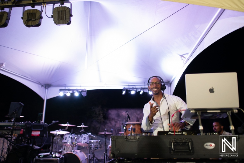 Wedding celebration with a DJ at Playa Hunku in Curacao during a joyful evening