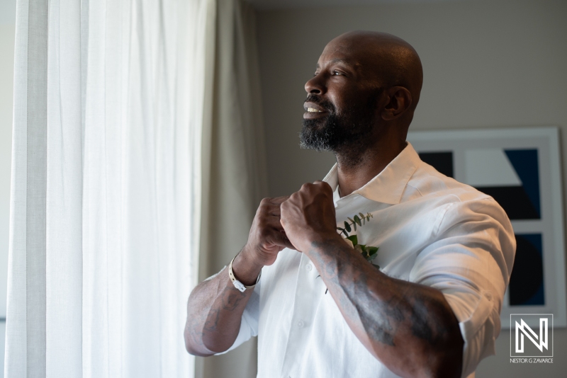 Groom getting ready