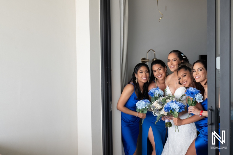 Bride with bridesmaids