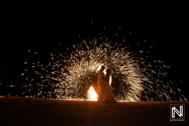 Steel wool wedding photo