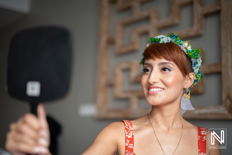 Bride first reaction after makeup