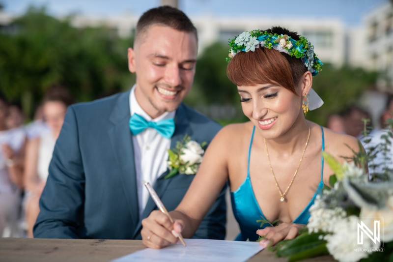 Signing the papers