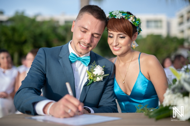 Signing the papers