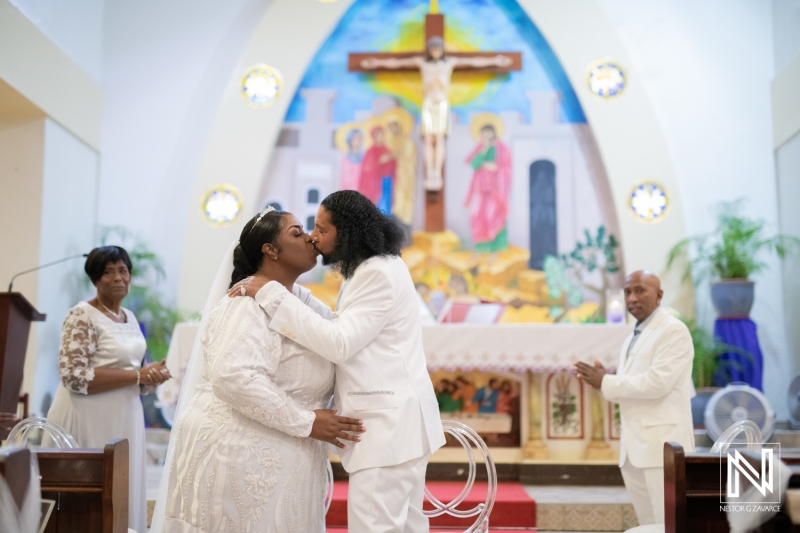 First kiss at the church