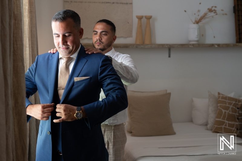 Groom getting ready