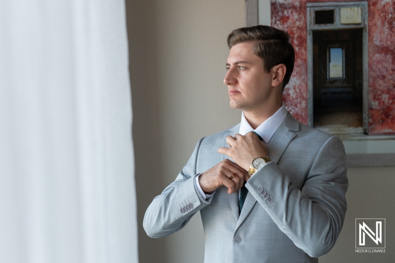 Groom getting ready