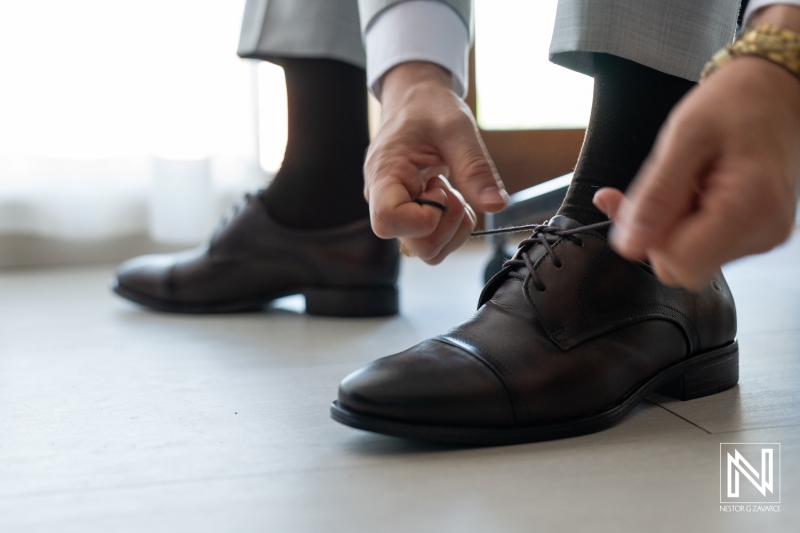 Groom getting ready