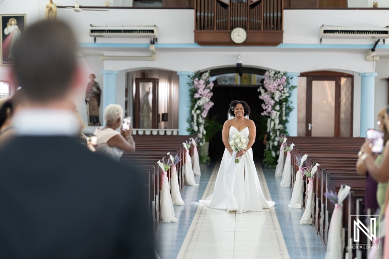 Bride walking down the aisle