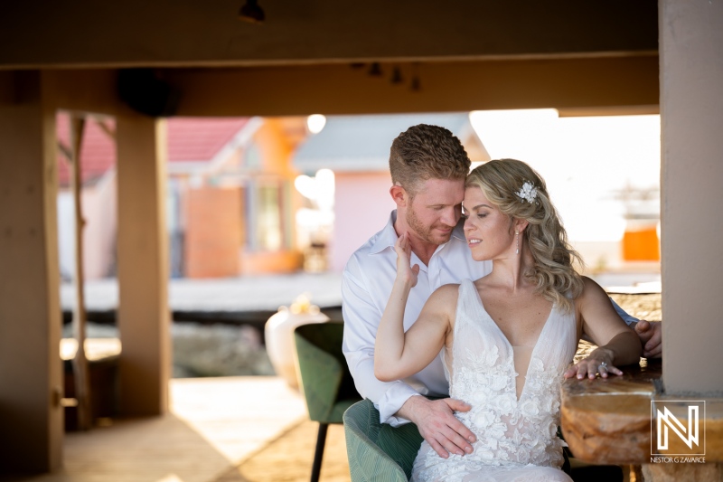 Couple enjoys special moment at Mood Beach during their wedding in Curacao