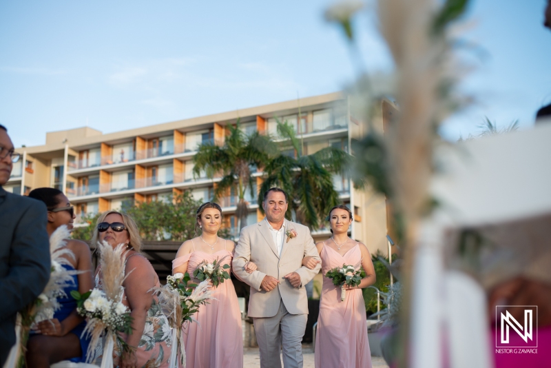 Groom walking down the aisle
