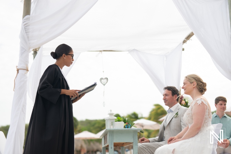Beautiful wedding ceremony at Daaibooi Beach in Curacao surrounded by love and nature
