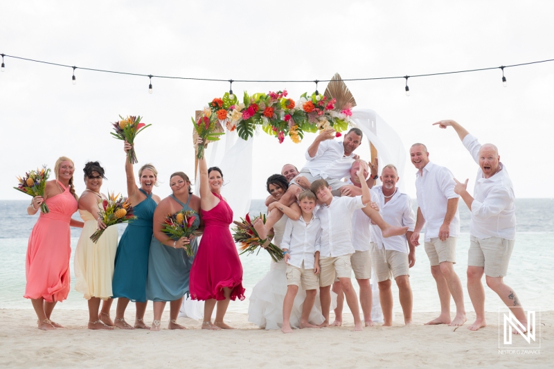 Fun moment with bridal party