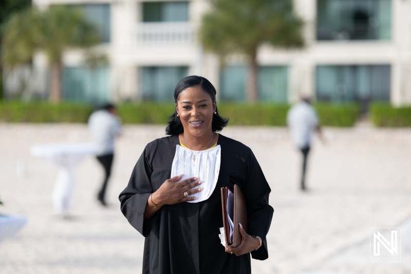 Celebrating love in Curacao at a beautiful sunset wedding venue amidst the serene beaches of Curacao Marriott Beach Resort