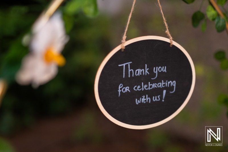Celebration of love and gratitude at sunset wedding in Curacao Marriott Beach Resort