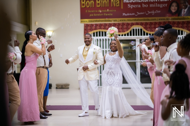 Bride and groom dancing