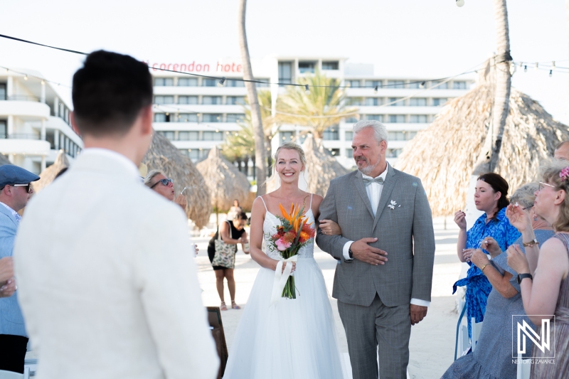 Bride walking down the aisle
