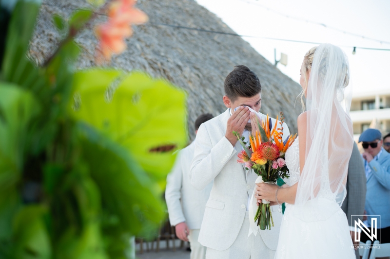 Groom's reaction at the first look