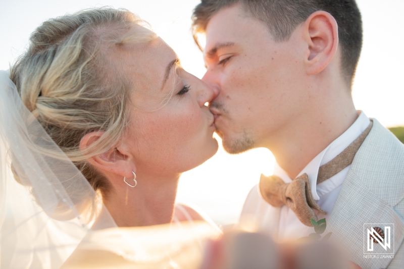 Bride and groom sunset photoshoot session