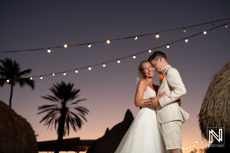 Bride and groom sunset photoshoot session