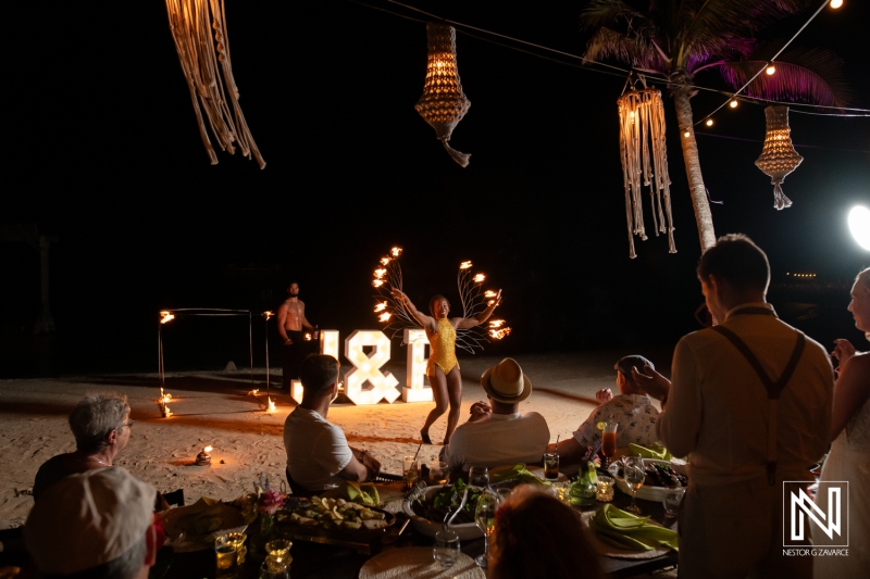 Fire dancers show