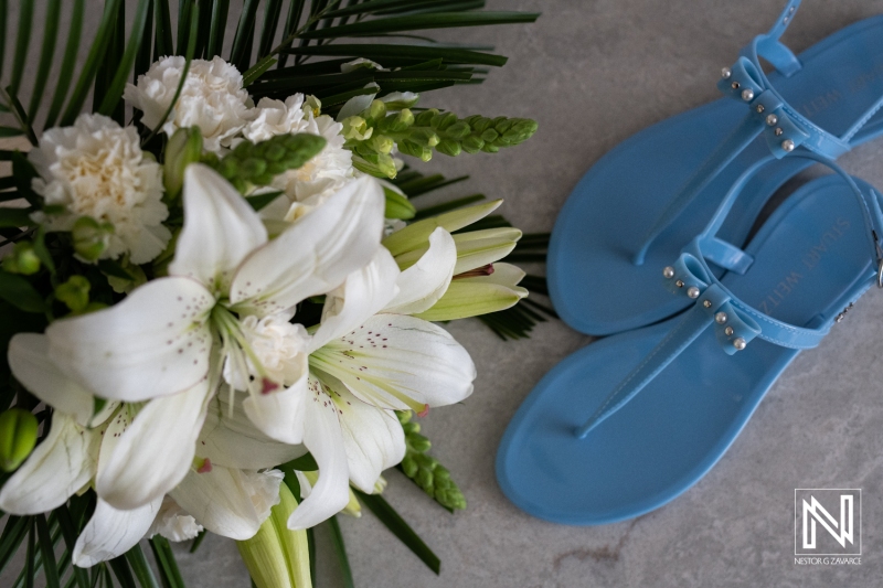 Bride's attire and bouquet