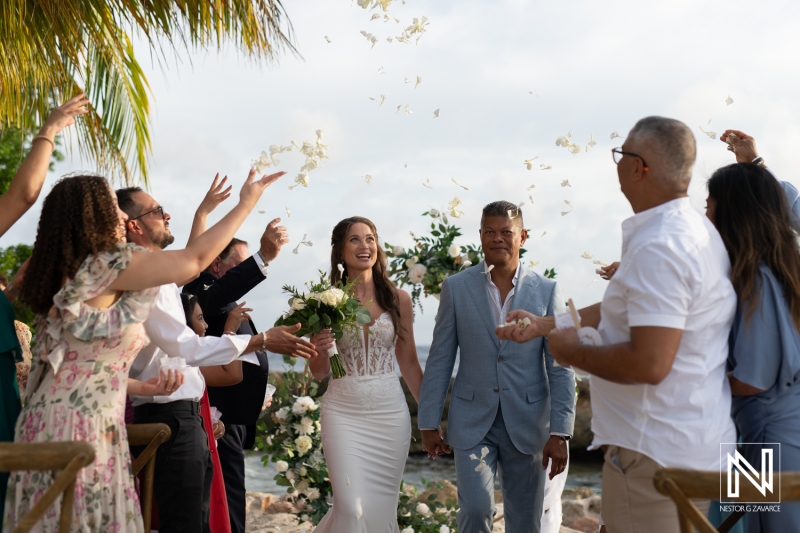 Couple walking down the aisle