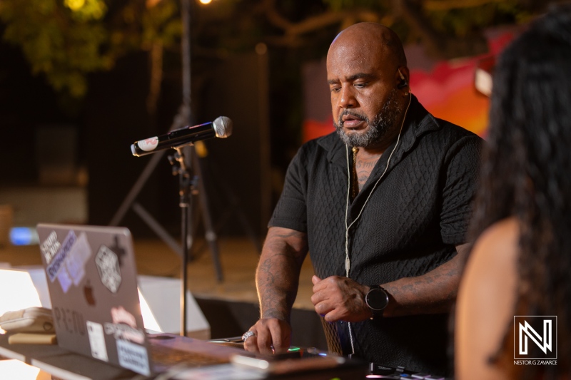 DJ plays music during wedding celebration at Dreams Curacao Resort Spa Casino in Curacao