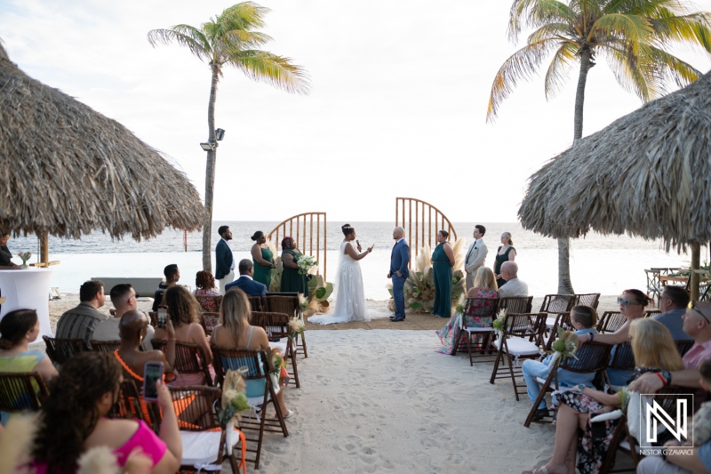 Wedding ceremony at Renaissance Wind Creek in Curacao by the beach