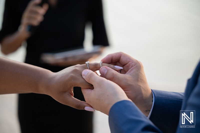 Wedding ceremony at Renaissance Wind Creek in Curacao with ring exchange