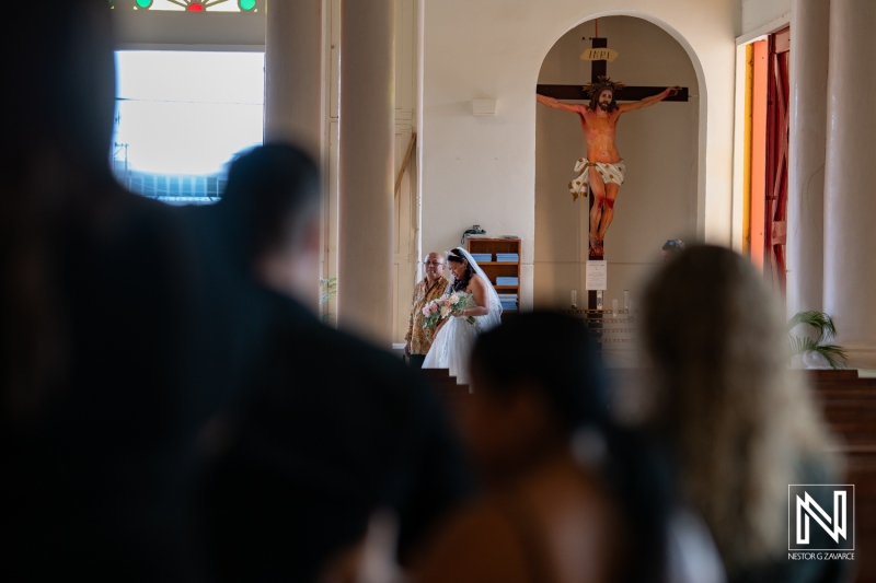 Bride walking down the aisle