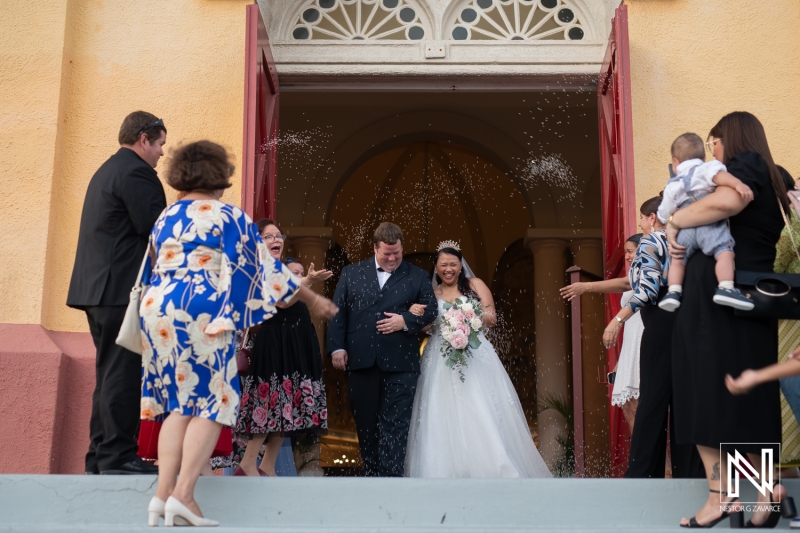 Couple walking out